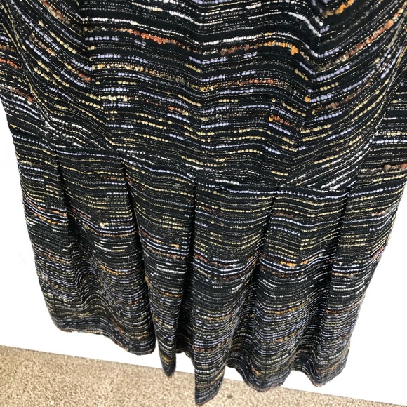 Shoshanna Black Metallic Gold Cocktail Fit Flare Mini Dress 6 Small S - Picture 7 of 13